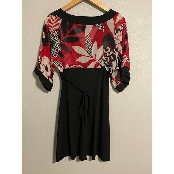 Vintage Womens Dress Medium Red Abstract Babydoll Semi Sheer Whimsigoth Y2K READ - Picture 4 of 8